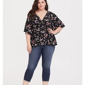 LILY - BLACK BUTTERFLY GEORGETTE BABYDOLL BLOUSE